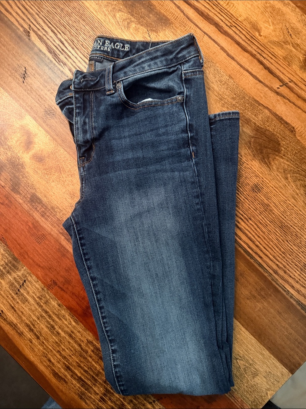 American Eagle Outfitters Dark Blue Super Stretch Hi-Rise Straight Jeans